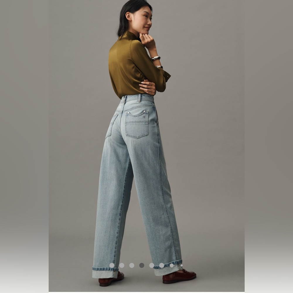Pilcro Mason High-Rise relaxed gaucho ankle jeans Light Blue Wide Leg Sz.28 - Picture 4 of 10